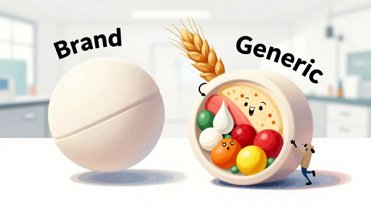 Cross-section of pills showing different inactive ingredients inside