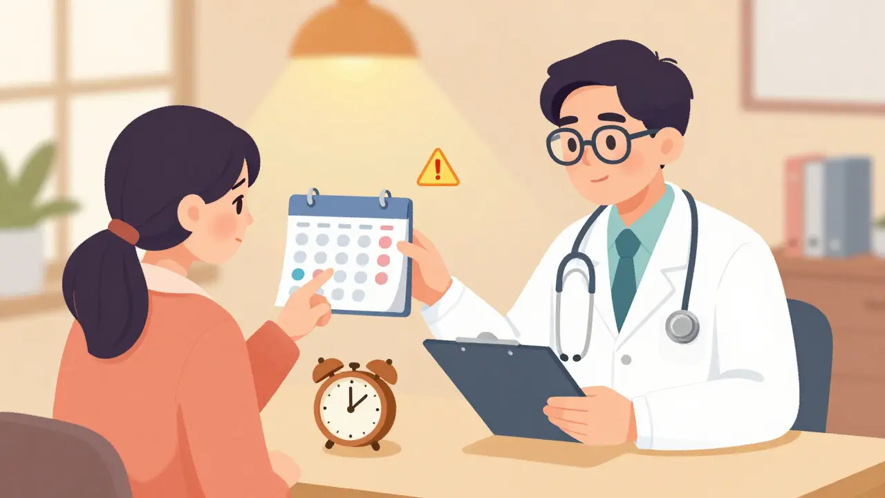 Patient discussing medication side effects with a caring doctor