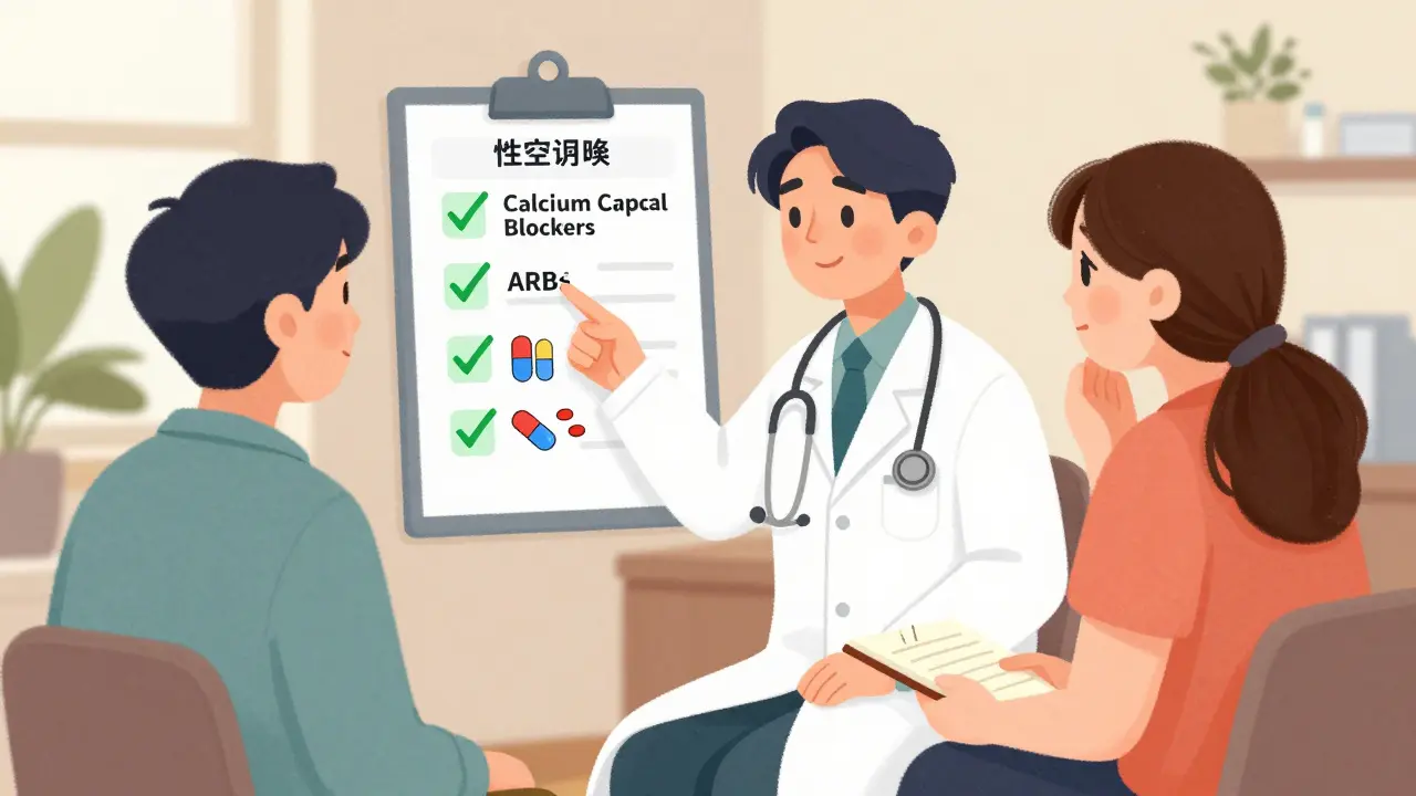 Patient consulting doctor about safer blood pressure medication alternatives