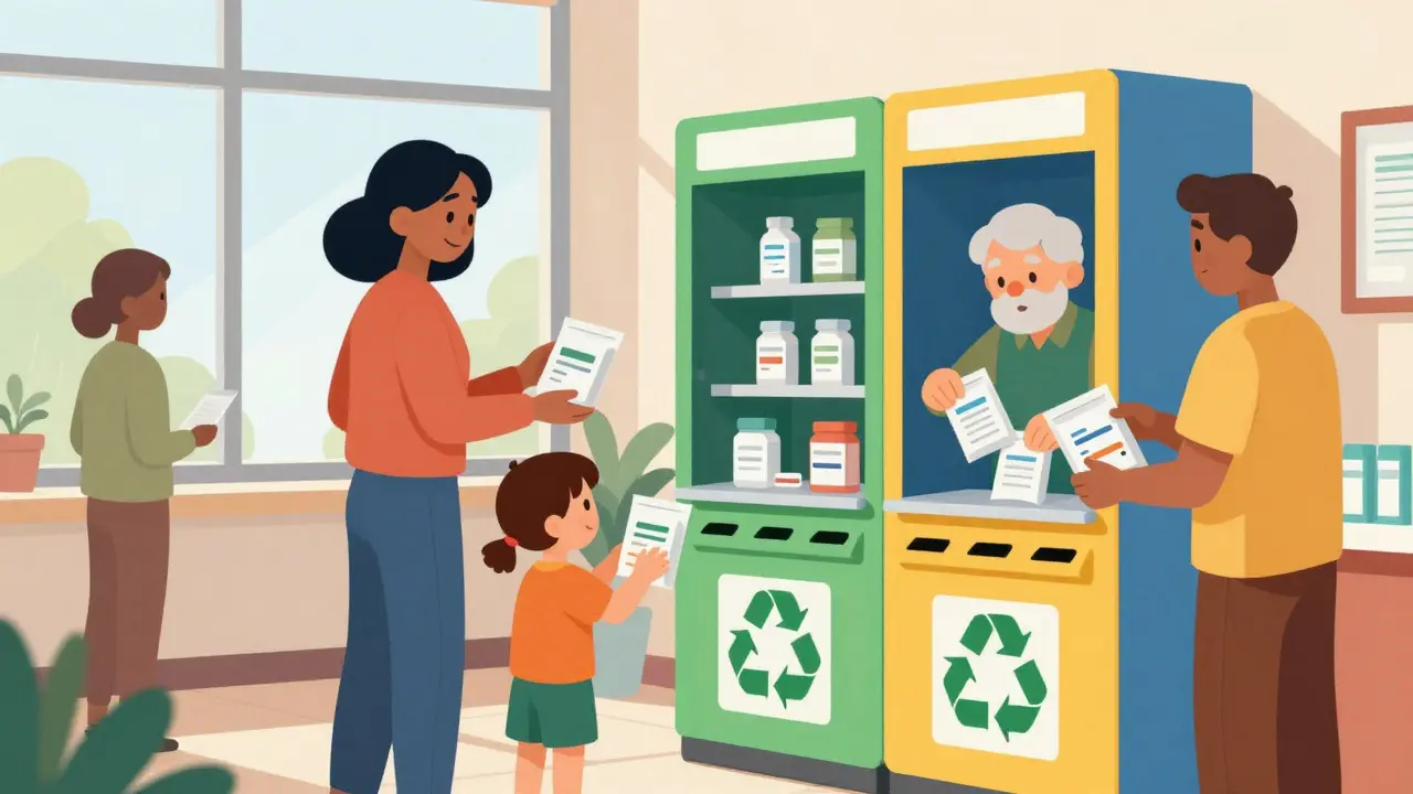 People dropping off unused medications at a secure collection kiosk