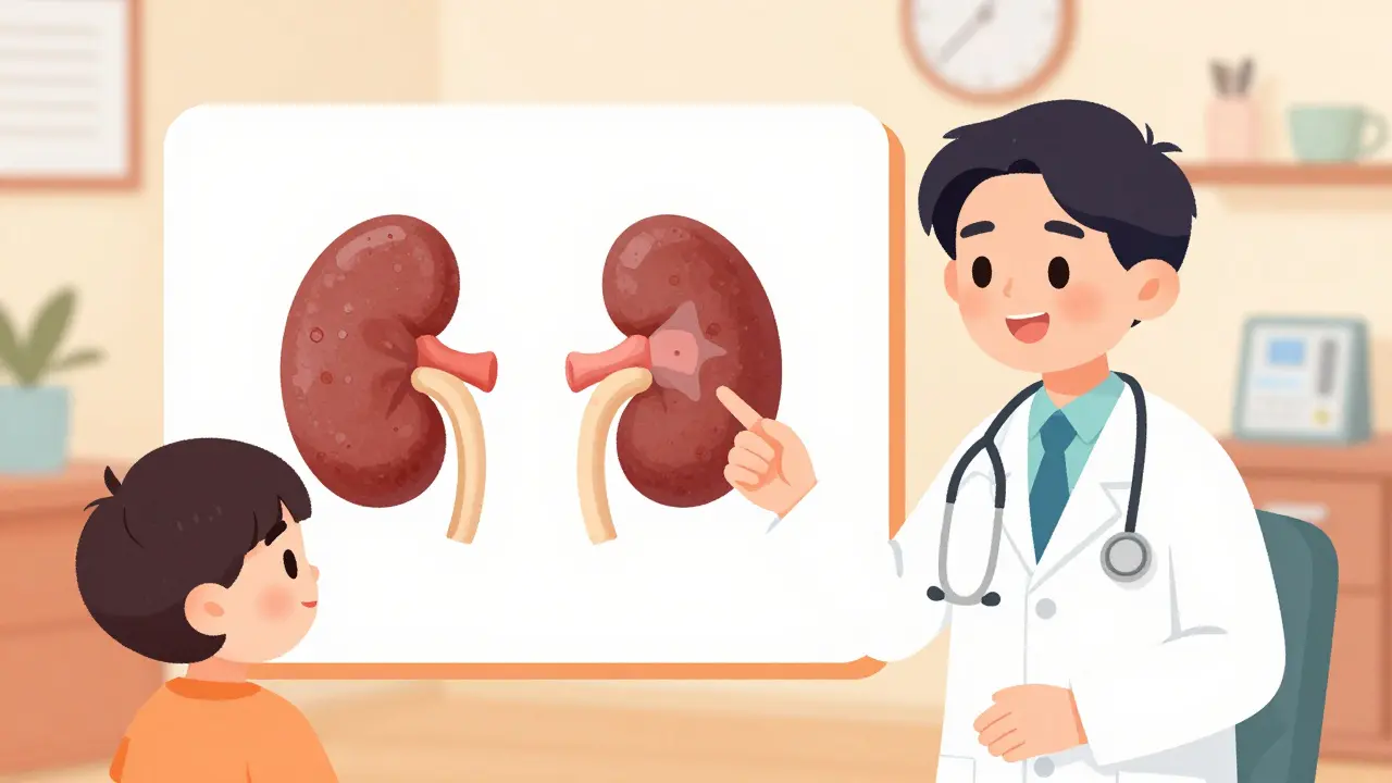 Doctor explaining adrenal gland function to a patient