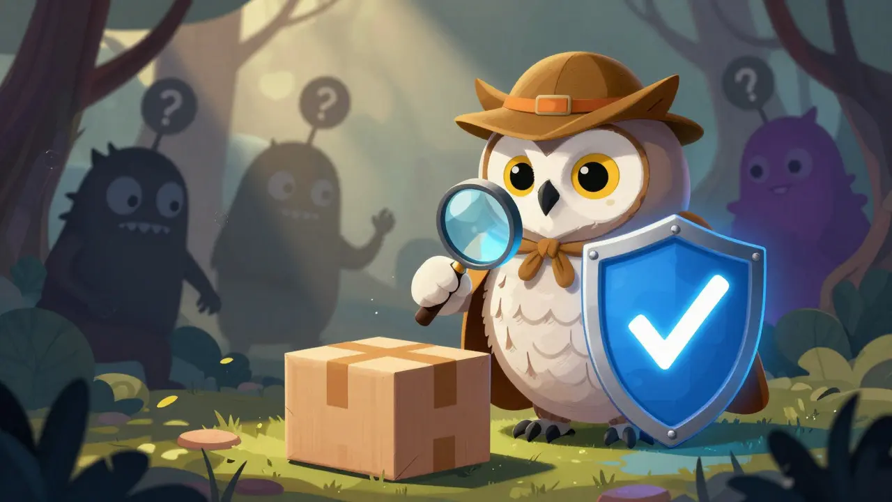 Wise owl detective protecting against fake online pharmacy scams